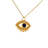 Collier doré oeil évidé avec cils boules et Lapis lazulis