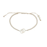 Bracelet cordon crème menottes argent 925