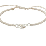 Bracelet cordon crème menottes argent 925