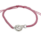 Bracelet cordon rose menottes argent 925