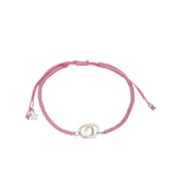 Bracelet cordon rose menottes argent 925