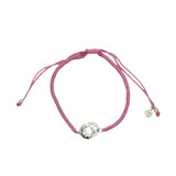 Bracelet cordon rose menottes argent 925
