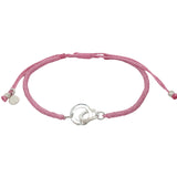 Bracelet cordon rose menottes argent 925