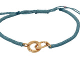 Bracelet cordon bleu jeans menottes dorées