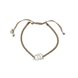 Bracelet cordon beige menottes argent 925