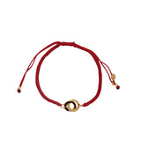 Bracelet cordon rouge menottes dorées