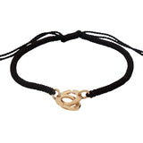 Bracelet cordon marron foncé menottes dorées
