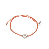 Silver intertwined rings cord bracelet
