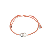 Silver intertwined rings cord bracelet