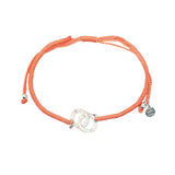 Silver intertwined rings cord bracelet