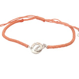 Silver intertwined rings cord bracelet