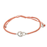 Silver intertwined rings cord bracelet