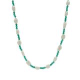 Collier doré perles de culture alternées avec de l'onyx verte 42 cm