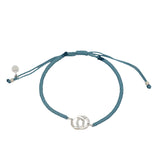 Bracelet cordon bleu jeans menottes argent 925