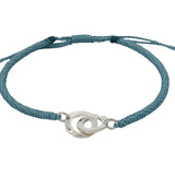 Bracelet cordon bleu jeans menottes argent 925