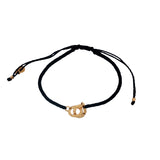 Bracelet cordon bleu marine menottes dorées