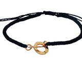 Bracelet cordon bleu marine menottes dorées