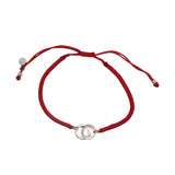 Bracelet cordon rouge menottes argent 925
