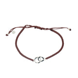 Bracelet cordon marron clair menottes argent 925
