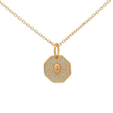 Gold necklace with zircons and scarab medal