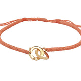 Bracelet cordon orange menottes dorées