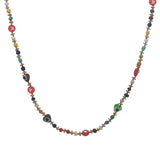 Collier doré perles colorées et perles coeurs avec oeil 75 cm