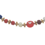 Collier doré perles colorées et perles coeurs avec oeil 75 cm