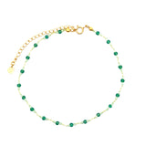 Chaine de cheville en cordon vert et onyx verte prehnite