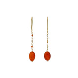 Boucles d'oreilles pendantes cornaline et pierre de lune pêche