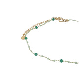 Chaine de cheville cordon vert clair prehnite et onyx verte