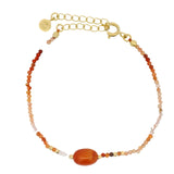 Bracelet doré pierres cornaline et pierre de lune