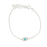 Eye bracelet in chiseled silver and turquoise