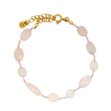 Bracelet doré sur fil rose avec Quartz rose