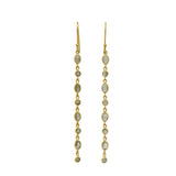Boucles d'oreilles dorées longues labradorite