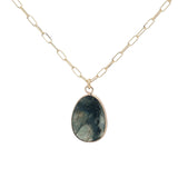 Collier doré labradorite ovale facettée 50 cm