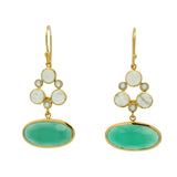 Boucles d'oreilles onyx verte ovale et préhnite