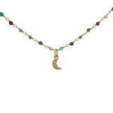 Collier santa maria doré onyx verte tourmaline grenat et lune 42 cm