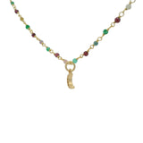 Collier santa maria doré onyx verte tourmaline grenat et lune 42 cm