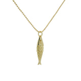 Collier chaine boules dorées et poisson 60 cm