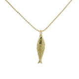 Collier chaine boules dorées et poisson 60 cm