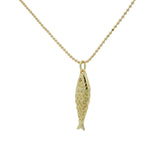 Collier chaine boules dorées et poisson 60 cm