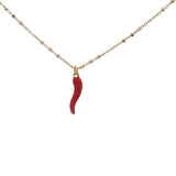 Collier doré piment fin rouge 42 cm