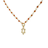 Collier doré santa maria onyx rouge et étoile de david en zircons 50cm