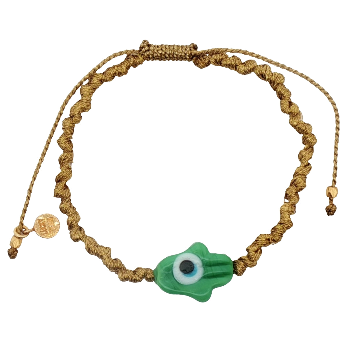 Colorful cord bracelet and blown glass hand of Fatima