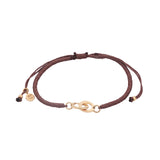 Bracelet cordon marron clair menottes dorées
