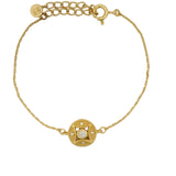 Bracelet doré médaille arabesque pierre de lune et zircons blancs