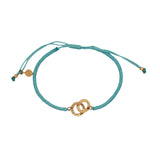 Bracelet cordon turquoise menottes dorées