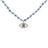 Collier doré oeil en zircons perles oeil et dorées 75 cm