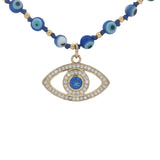 Collier doré oeil en zircons perles oeil et dorées 75 cm
