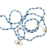 Collier doré oeil en zircons perles oeil et dorées 75 cm